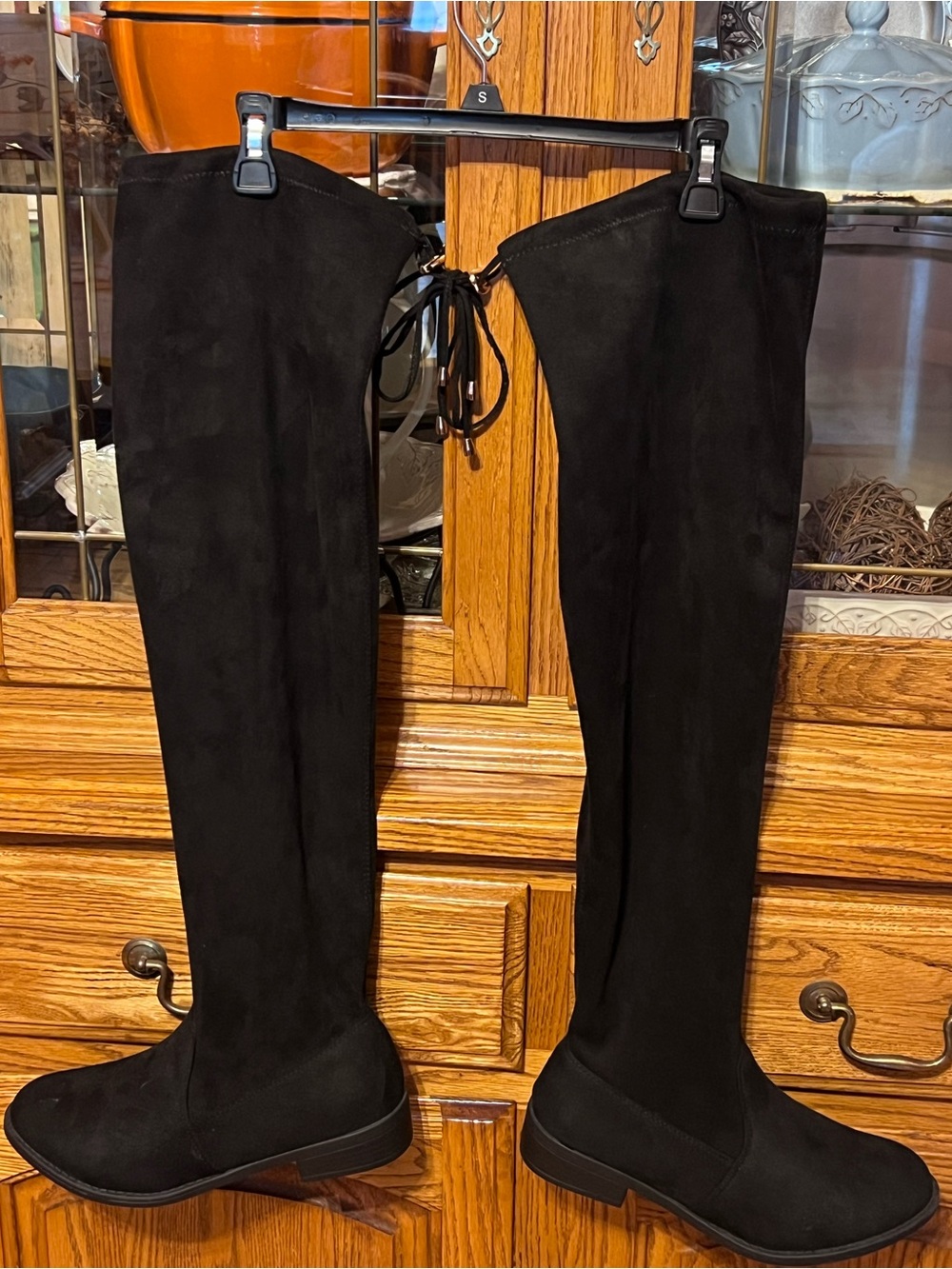 Super TALL Black Zip Boots - 11 Wide Width👢